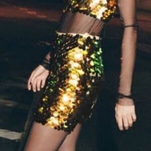 Zara limited celeb style edition sequin golden mini skirt
